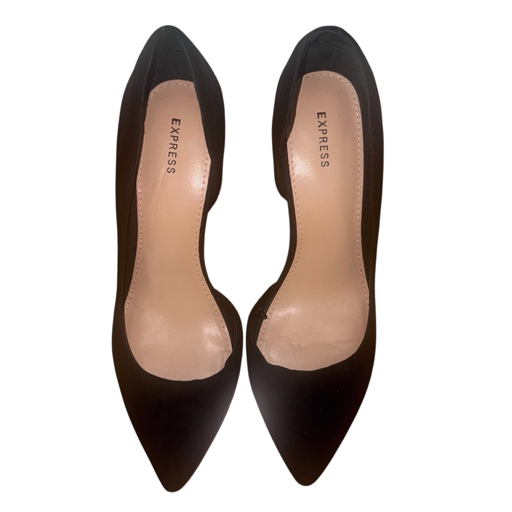 Express Women’s Suede Black Pointed Toe Heels - Size 8